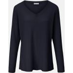 Marineblaue Unifarbene Include V-Ausschnitt Kaschmir-Pullover aus Wolle Handwäsche für Damen Größe XL 