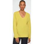 Gelbe Rundhals-Ausschnitt Kaschmir-Pullover aus Wolle maschinenwaschbar für Damen Größe L 