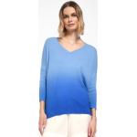 Reduzierte Blaue Include V-Ausschnitt Kaschmir-Pullover aus Wolle maschinenwaschbar für Damen Größe L 