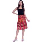 Rote Ethno Mini Druckröcke mit Mandala-Motiv aus Baumwolle für Damen 