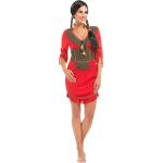 Rote Gepunktete Buttinette Indianerkostüme mit Fransen aus Jersey für Damen Größe XS 