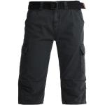 Schwarze Unifarbene Indicode Cargo-Shorts mit Gürtel aus Baumwolle für Herren für den für den Sommer 