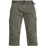 Graue Unifarbene Indicode Cargo-Shorts mit Gürtel aus Baumwolle für Herren für den für den Sommer 