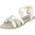 Silberne Indigo Römersandalen & Gladiator Sandalen mit Klettverschluss in Normalweite aus Textil Leicht für Damen Größe 34 für den für den Sommer 