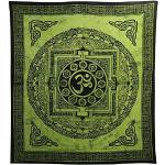 Tagesdecke Om Mandala grün Baumwolle Wandbehang Dekoration