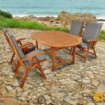 Gelbe indoba Nachhaltige Gartenmöbelsets & Gartengarnituren aus Holz mit Kissen 9-teilig 4 Personen 