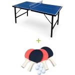 INDOOR Mini Tischtennisplatte Ping Pong 150x75cm - blauer Klapptisch, mit 4 Schlägern und 6 Bällen, Spieletasche für den Innenbereich, Tischtennissport, Blau