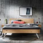 Braune Industrial Life Meubles Rechteckige Französische Doppelbetten geölt aus Massivholz 160x200 