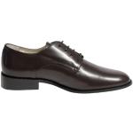 Braune Business Derby Schuhe mit Schnürsenkel aus Kalbsleder für Damen Größe 35 mit Absatzhöhe bis 3cm für den für den Winter 