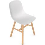 Weiße Retro Infiniti Pure Loop Stühle im Bauhausstil aus Massivholz 
