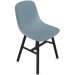 Blaue Retro Stühle im Bauhausstil aus Massivholz 