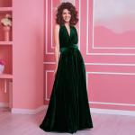 Smaragdgrüne Ballkleider aus Samt für Damen für Brautjungfern 