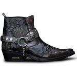 Braune Animal-Print Cowboy-Boots & Cowboystiefeletten mit Schnalle aus Rindsleder für Herren Größe 40 