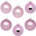 Pinke 10 cm Runde Christbaumkugeln & Weihnachtsbaumkugeln versilbert aus Glas 