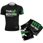 inhzoy Jungen Trainingsanzug Kinder MMA Boxing Kleidung Shorts T-Shirt Kurze Hose Set Für Muay Thai Boxen Kampfsport Fitness Workout Grün_A 134-140