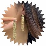 Goldene Vintage Quadratische Lange Ohrringe gehämmert für Damen 