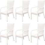 Weiße Polyrattan Gartenstühle aus Polyrattan stapelbar Breite 50-100cm, Höhe 50-100cm, Tiefe 50-100cm 6-teilig 