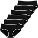 Schwarze Basic-Slips mit Reißverschluss aus Baumwolle für Damen Größe XS 6-teilig 