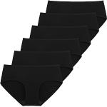 Schwarze Basic-Slips mit Reißverschluss aus Baumwolle für Damen Größe L 6-teilig 
