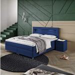 Marineblaue Innocent Betten Boxspringbetten aus Stoff LED beleuchtet 200x200 mit Härtegrad 3 