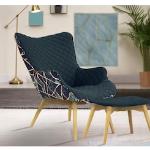 Reduzierte Blaue Moderne Inosign Sessel mit Hocker aus Stoff gepolstert Breite 50-100cm, Höhe 50-100cm, Tiefe 50-100cm 