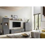 INOSIGN Wohnwand »Giron«, (Set, 4-St), Breite ca. 350 cm, modernes Wohnzimmer-Set in zwei Farben, grau, grau-Wotan Eiche