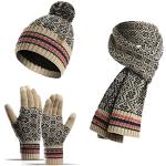 Khakifarbene Strick-Handschuhe aus Pelz für Damen Einheitsgröße für den für den Winter 