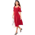 Rote Unifarbene Kurzärmelige Rundhals-Ausschnitt Jerseykleider aus Jersey für Damen 