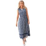 Blaue Ärmellose Maxi V-Ausschnitt Sommerkleider aus Polyester für Damen Größe XL Petite 