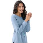 Eisblaue Rundhals-Ausschnitt Strickpullover aus Baumwolle für Damen Größe XXL 