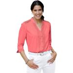 Korallenrote Unifarbene 3/4-ärmelige Stehkragen Festliche Blusen aus Baumwolle für Damen Größe L für den für den Frühling 