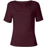 Reduzierte Bordeauxrote Kurzärmelige Wasserfall-Ausschnitt T-Shirts aus Viskose für Damen Größe XXL 