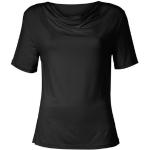 Schwarze Unifarbene Kurzärmelige Wasserfall-Ausschnitt T-Shirts aus Viskose für Damen Größe XXL 1-teilig für den für den Sommer 