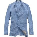 Blaue Leinensakkos mit Knopf aus Leinen Handwäsche für Herren Übergrößen für den für den Frühling 