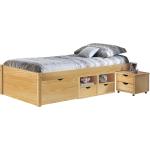Braune Interlink Claas Kinderbetten aus Holz mit Rollen 90x200 Breite 150-200cm, Höhe 200-250cm, Tiefe 50-100cm 
