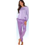 Fliederfarbene bader Oeko-Tex Pyjamas lang aus Baumwolle für Damen Größe XS 
