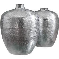 Invicta Oriental Vase (2er Set) 33 cm / 27 cm - Silber Hammerschlag - 40102 (VPE: 2 Stück)