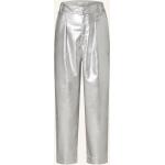 Silberne InWear Karottenhosen mit Reißverschluss aus Leder für Damen Größe XS für den für den Winter 