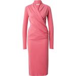 Pinke Langärmelige V-Ausschnitt Taillierte Kleider aus Modal für Damen Größe L 