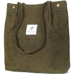 Reduzierte Armeegrüne Damenschultertaschen & Damenshoulderbags aus Cord mit Innentaschen klein 