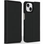 Schwarze iPhone 15 Hüllen Art: Flip Cases mit Knopf aus Leder klappbar 