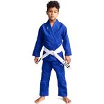IPPONGEAR Brazilian Jiu Jitsu Kinder/Einsteiger Anzug inkl weißem Gürtel [M0 I Pearl-Weave Material I 350gr/m² Stoffdichte I Reißfest] blau