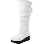 Weiße Wanderschuhe & Wanderstiefel mit Schnürsenkel aus Fell Gefüttert für Damen Größe 37 für den für den Winter 