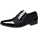 Schwarze Lack-Optik Business Hochzeitsschuhe & Oxford Schuhe mit Schnürsenkel aus Leder leicht für Herren Größe 40 