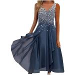 Silberne Casual Ärmellose Cinderella V-Ausschnitt Lange Abendkleider aus Tüll für Damen Übergrößen Große Größen zum Abschlussball für den für den Sommer 