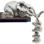 Reduzierte Silberne Elefanten Figuren aus Kunstharz 3-teilig zum Muttertag 