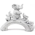 Weiße Elefanten Figuren aus Kunstharz zum Muttertag 
