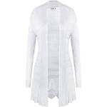 Weiße Unifarbene Longstrickjacken ohne Kragen für Damen Größe XXL für den für den Sommer 