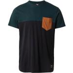 Dunkelgrüne Color Blocking Vegane Shirts mit Tasche aus Jersey für Herren Größe S 