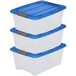 Reduzierte Blaue Iris Ohyama Aufbewahrungsboxen mit Deckel aus Polypropylen 3-teilig 